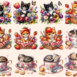 Kittens Clipart - 91 PNG Adorable Kitten Graphics, Cute Cat Printables, Instant Digital Download, Unlimited Commercial Use Crafts Designs image 4