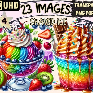 Shaved Ice (P4) Clipart - 23 PNG Frozen Treat Illustrations, Summer Dessert Art, Instant Digital Download, Unlimited Commercial Use Crafts