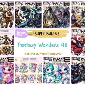 Fantasy Wonders #8 SUPER BUNDLE - 25 Clipart Bundles Inside, Enchanted Magic Graphics, Mega Promo Clipart, Digital Download, Commercial Use