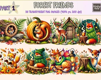 Woodland Animal Clipart – Forest Friends PNG Graphics (Digital Download)