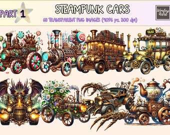 スチームパンクカー、車、レトロカー、工業用車、スチームパンク