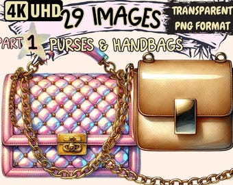 Fashion Handbag Clipart – Designer Purse Illustrations (29 PNG Digital Download)