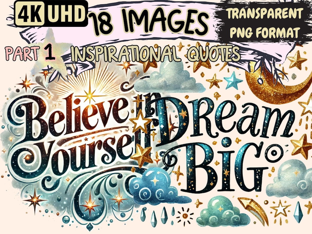 Inspirational Quotes Clipart 18 PNG Motivational Phrase Illustrations