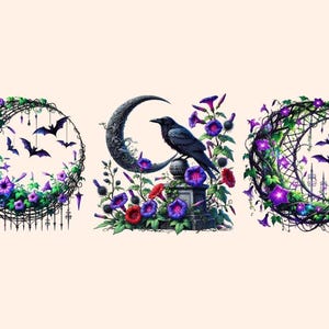 Goth Garden Clipart black flower clipart dark floral png dark garden clipart - WondersArtist
