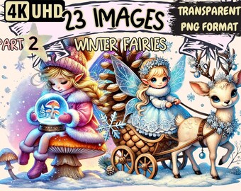 Winter Fairies Clipart – 23 PNG Snow Fairy Illustrations (Digital Download)