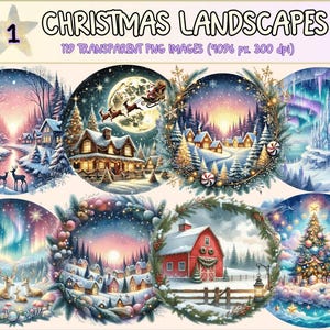 Christmas Landscapes Clipart – 119 Festive PNG Graphics (Digital Download)