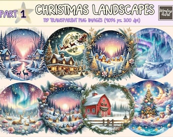 Christmas Landscapes Clipart – 119 Festive PNG Graphics (Digital Download)