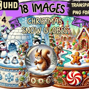 Christmas Snow Globes (P4) Clipart - 18 Festive Globe X-Mas Illustrations, Holiday Art, Instant Digital Download, Unlimited Commercial Use