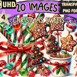 Christmas Sweets (P4) Clipart - 20 PNG Festive Treat Illustrations, Holiday Art, Instant Digital Download, Unlimited Commercial Use Crafts