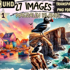 Magdalen Islands Clipart - 27 PNG Scenic Island Graphics, Coastal Printables, Instant Digital Download, Unlimited Commercial Use for Crafts