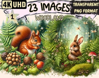 Woodland Animals Clipart Bundle – Whimsical Forest PNG Images (Digital Download)