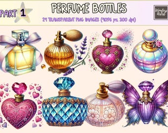 Perfume Bottles Clipart – Elegant Fragrance Graphics (PNG Digital Download)