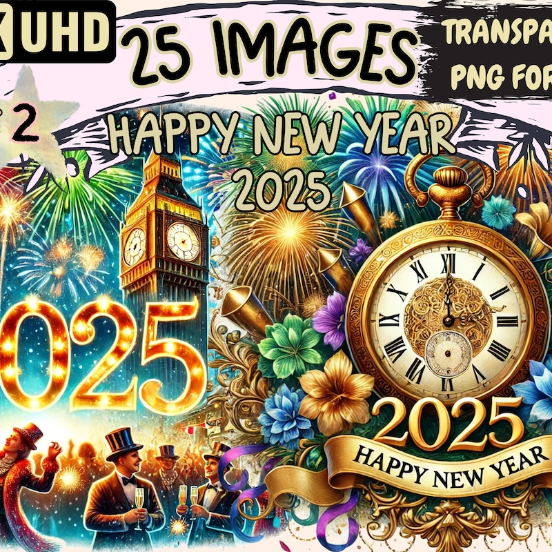 New Year 2025 Clip Art - Etsy