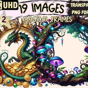 Enchanted Frames Clipart – 19 PNG Fantasy Borders (Digital Download)