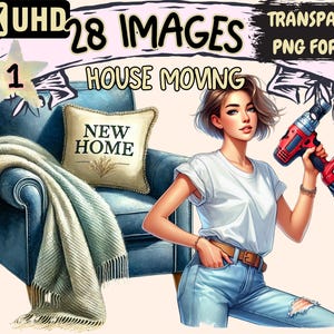 House Moving Clipart - 28 PNG Moving Day Graphics, Home Furniture Printables, Instant Digital Download, Unlimited Commercial Use for Crafts