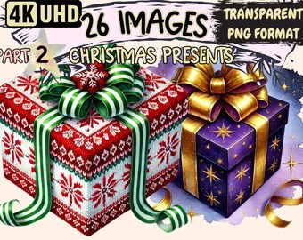 Christmas Presents Clipart – 26 Festive Gift Illustrations (Digital Download)