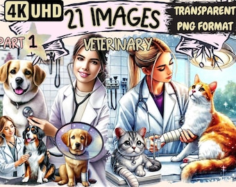 Veterinary Clipart – 21 Animal Care PNG Illustrations (Digital Download)