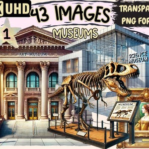 Museums Clipart - 43 PNG Cultural Exhibit Illustrations, Historical and Artistic Scenes, Instant Digital Download, Unlimited Commercial Use