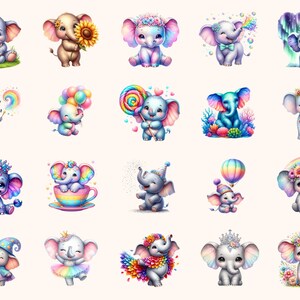 Elephants Clipart – 99 PNG Graphics, Playful Cartoon Art (Digital Download) image 3