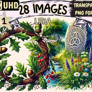 Litha Clipart - 28 PNG Summer Solstice Graphics, Seasonal Printables, Instant Digital Download, Unlimited Commercial Use for Crafts