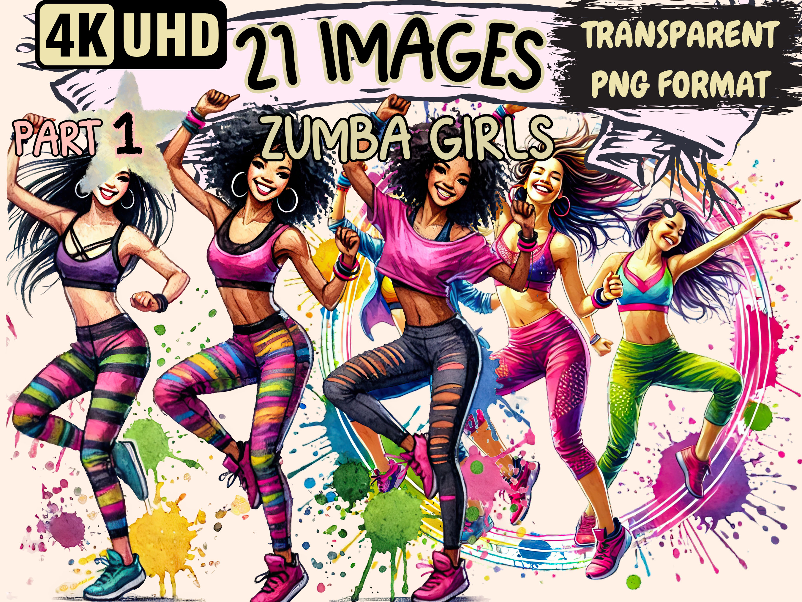 Zumba Girls Clipart – 21 PNG Fitness Illustrations (Digital Download) -  Etsy México, image size:2700x2025