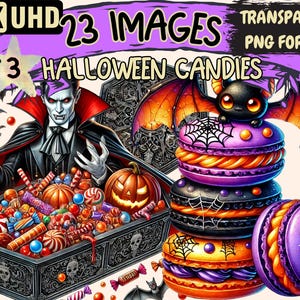 Halloween Candies (P3) Clipart - 23 PNG Spooky Sweet Treat Illustrations, Festive Art, Instant Digital Download, Unlimited Commercial Use