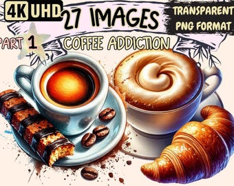 Coffee Lover Clipart – 27 PNG Illustrations, Commercial Use (Digital Download)