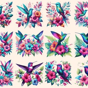 Hummingbirds Clipart autopost bird with flowers cute hummingbirds - WondersArtist