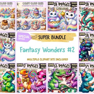 Fantasy Wonders #2 SUPER BUNDLE - 20 Clipart Bundles Inside, Enchanted Magic Graphics, Mega Promo Clipart, Digital Download, Commercial Use