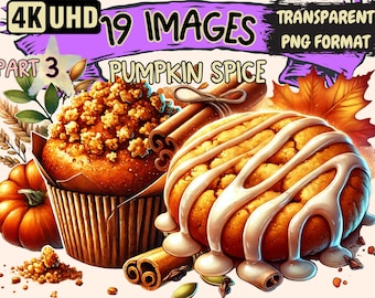 Pumpkin Spice Clipart – Fall Coffee PNG Graphics (Digital Download)