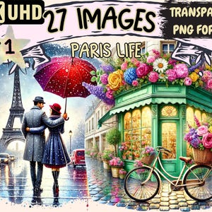 Paris Life Clipart - 27 PNG Elegant Parisian Graphics, Chic City Printables, Instant Digital Download, Unlimited Commercial Use for Crafts