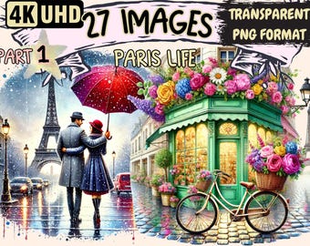 Paris Life Clipart – Elegant Parisian Graphics, Chic City (Digital Download)