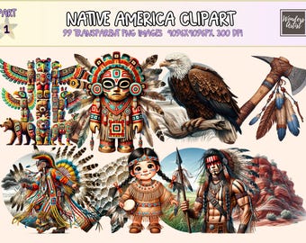 Native America Clipart – 99 PNG Cultural Graphics (Digital Download)