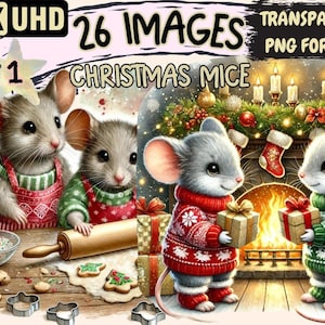 Christmas Mice Clipart Christmas artwork - Wonders Artist