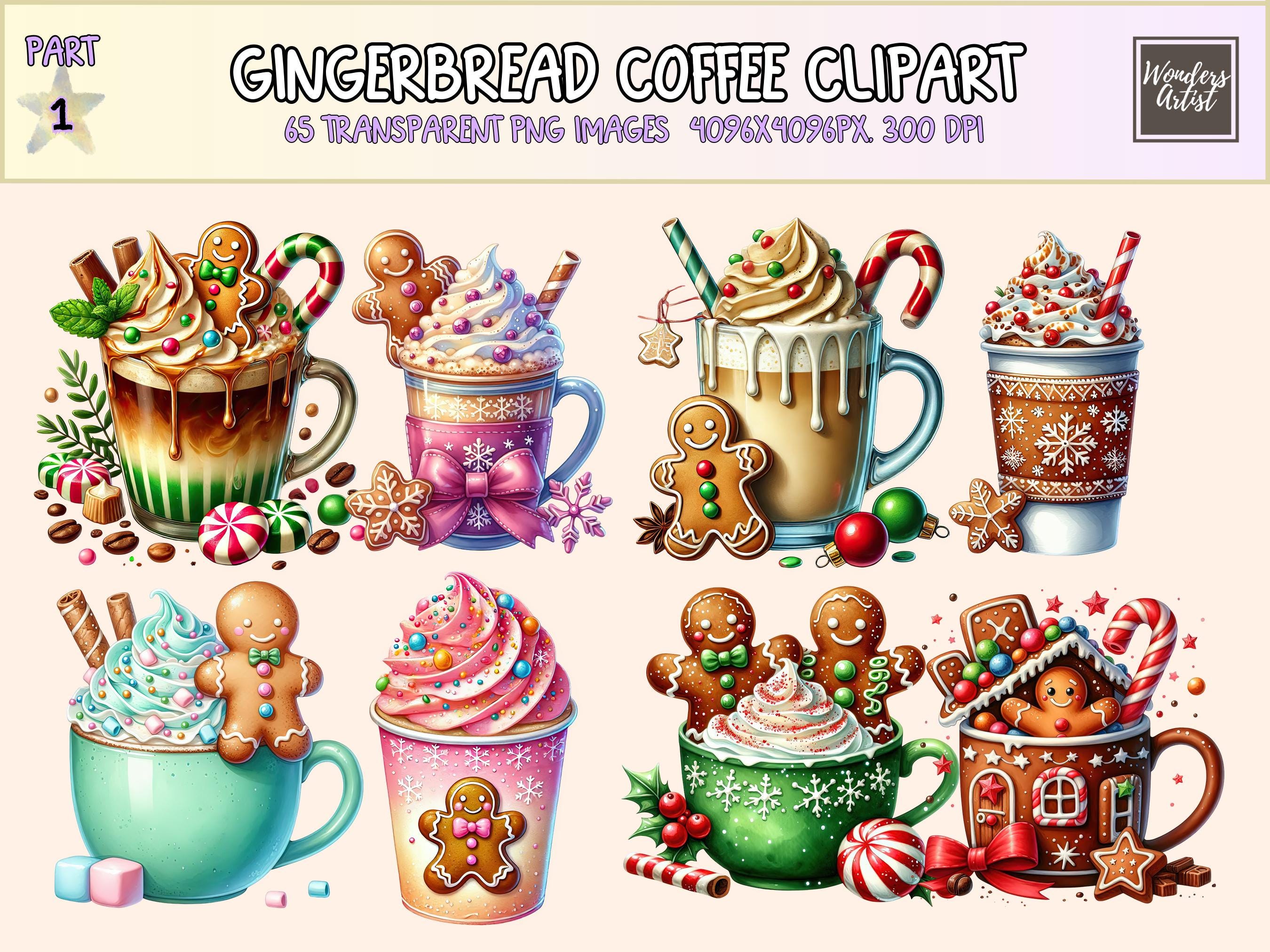 Gingerbread Coffee Clipart – Festive Holiday PNG Graphics (digital  Download) - Etsy, image size:2700x2025