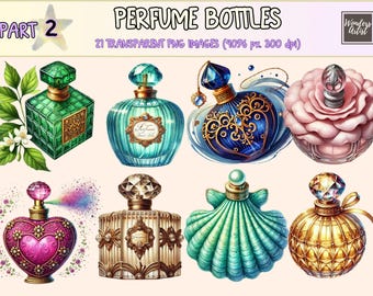 Vintage Perfume Bottles Clipart – Elegant Fragrance Graphics (Digital Download)
