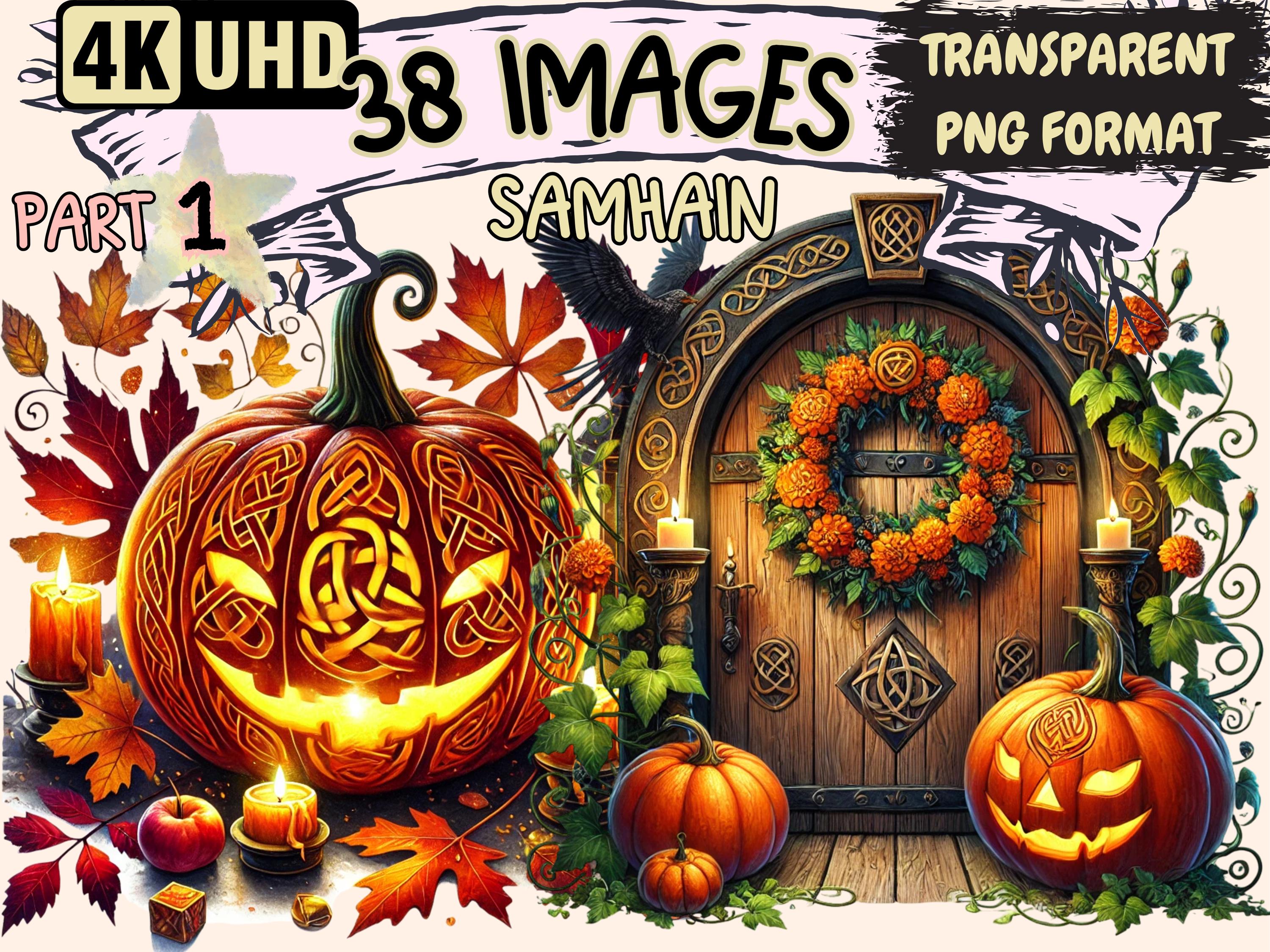 Samhain Clipart - 38 PNG Pagan Festival Graphics, Halloween Printables, Instant Digital Download, Unlimited Commercial Use for Crafts