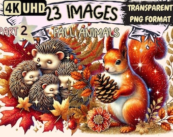 Fall Animals Clipart – 23 PNG Woodland Creature Illustrations (Digital Download)