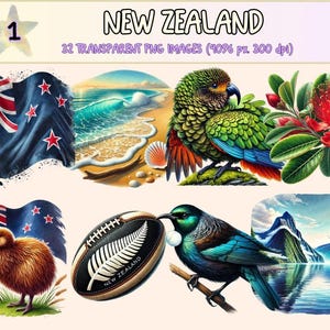 New Zealand Clipart – Scenic Landscape PNG Graphics (Digital Download)