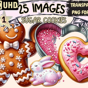 Sugar Cookies Clipart - 25 PNG Sweet Treat Cookie Illustrations, Dessert Art, Instant Digital Download, Unlimited Commercial Use for Crafts