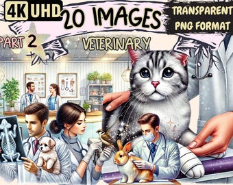 Veterinary Clipart – 20 PNG Animal Care Illustrations (Digital Download)