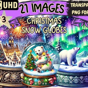 Christmas Snow Globes (P3) Clipart - 21 Festive Globe X-Mas Illustrations, Holiday Art, Instant Digital Download, Unlimited Commercial Use