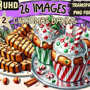 Christmas Baking (P2) Clipart - 26 PNG Holiday Treat Illustrations, Festive Art, Instant Digital Download, Unlimited Commercial Use Crafts