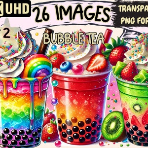 Bubble Tea (P2) Clipart - 26 PNG Boba Drink Illustrations, Refreshing Beverage Art, Instant Digital Download, Unlimited Commercial Use Craft