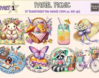 Pastel Picnic Clipart – Soft Summer Graphics (Digital Download)