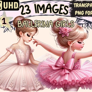 Ballerina Girls Clipart - 23 PNG Graceful Dancer Graphics, Ballet Printables, Instant Digital Download, Unlimited Commercial Use for Crafts