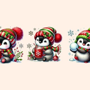 Christmas Penguins (P2) Clipart Christmas artwork - Wonders Artist