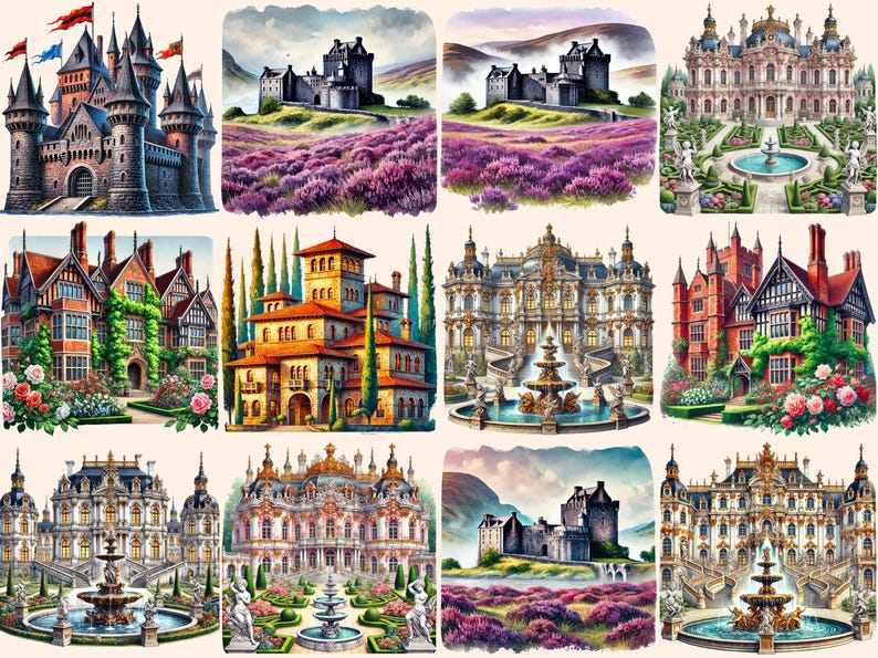 European Castles P3 Clipart 20 PNG Historic Graphics, Medieval Fortress