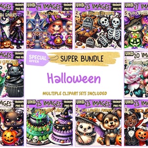 Halloween SUPER BUNDLE - 25 Clipart Bundles Inside, Spooky & Cute Halloween Graphics, Mega Promo Clipart, Digital Download, Commercial Use