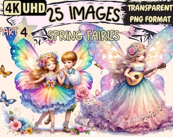 Spring Fairies Clipart – 25 PNG Graphics, Commercial Use (Digital Download)